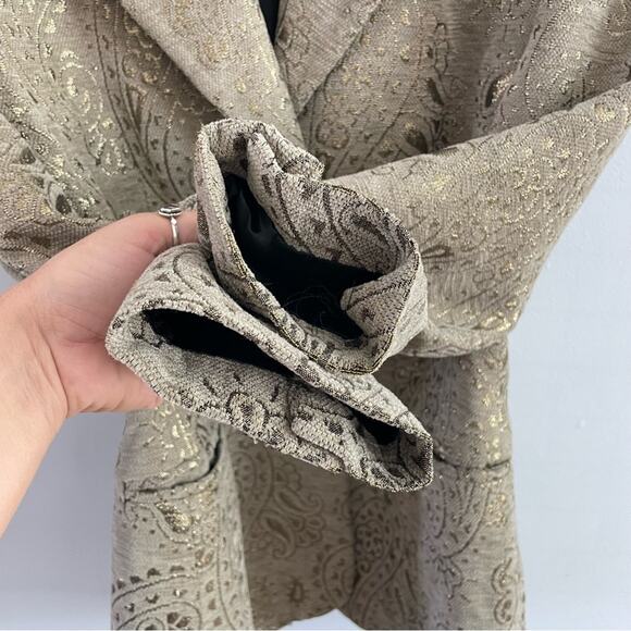 Escada | By Margaretha Ley Blazer Gold Shimmer Tan Beige Button Front Jacket 34 - Picture 8 of 14